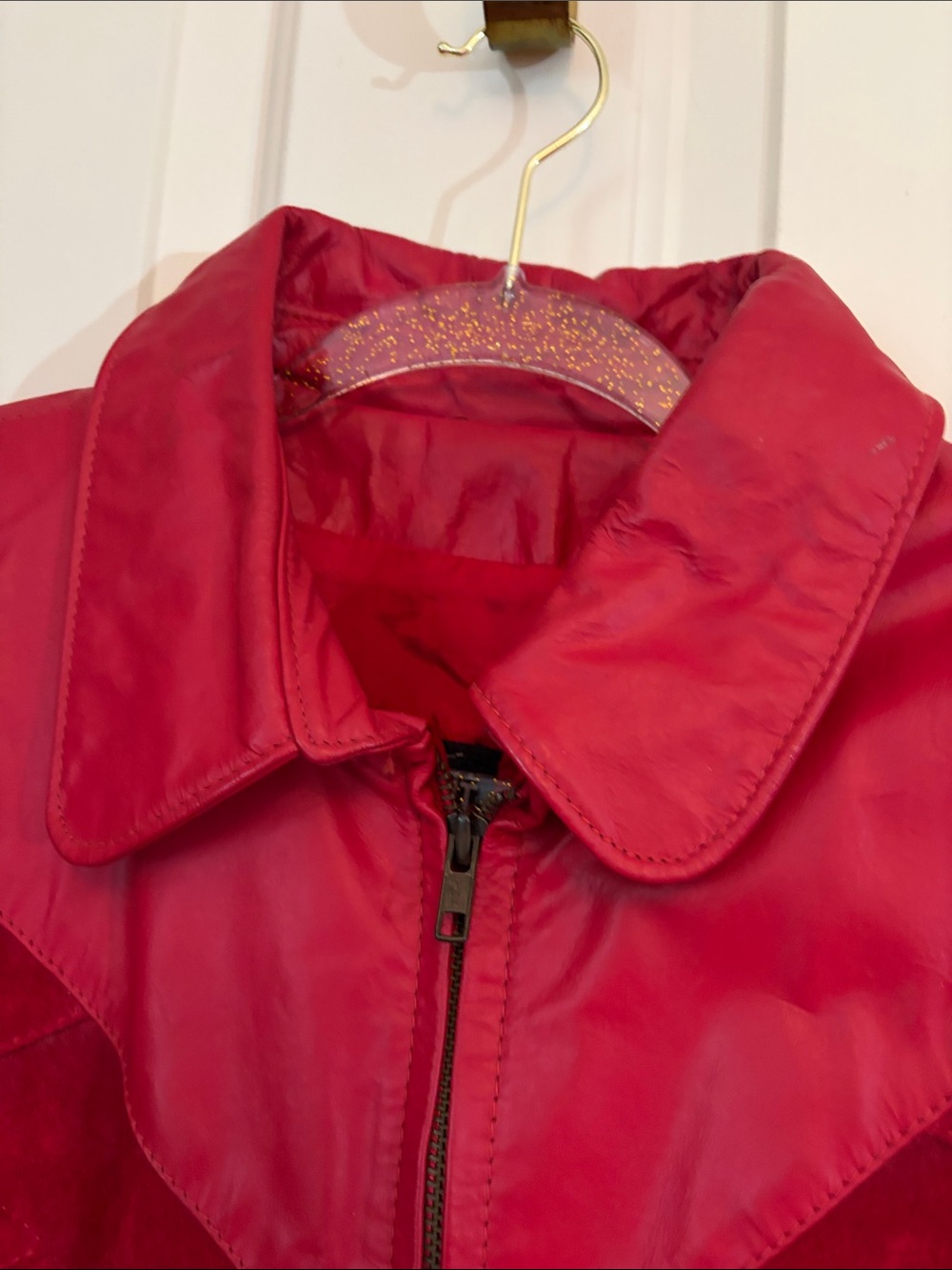 Women’s Red Chevron Zip-Front Bomber Jacket - Picture 2 of 8